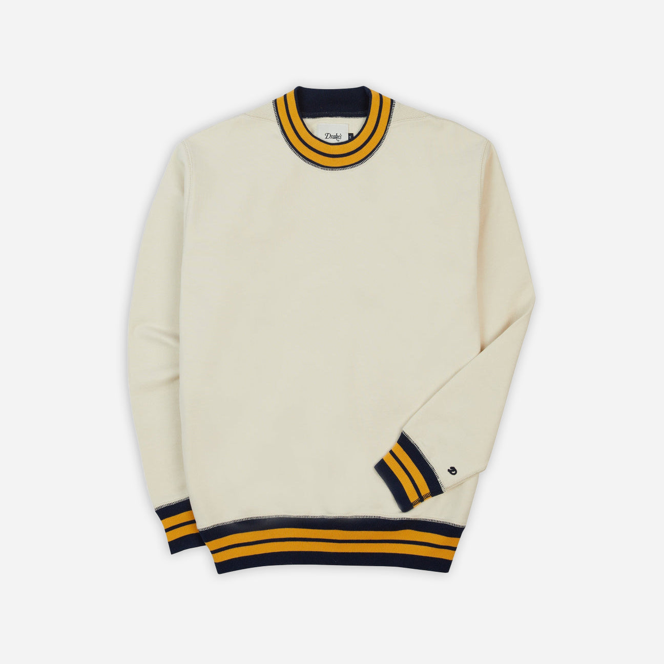 RIBBED SPORTS SWEATSHIRT -ECRU/NAVY