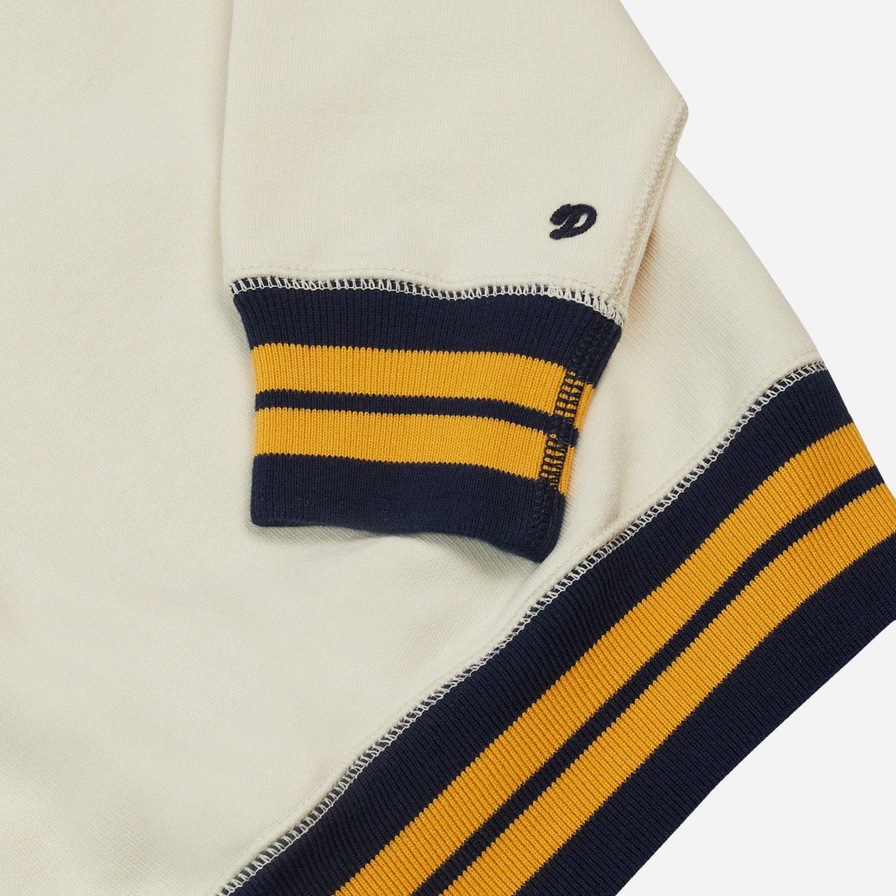 RIBBED SPORTS SWEATSHIRT -ECRU/NAVY