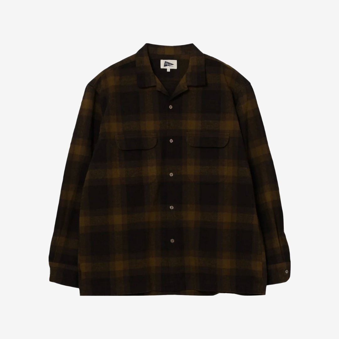 VINCENT OMBRE CHECKED SHIRT - MUSTARD/BROWN