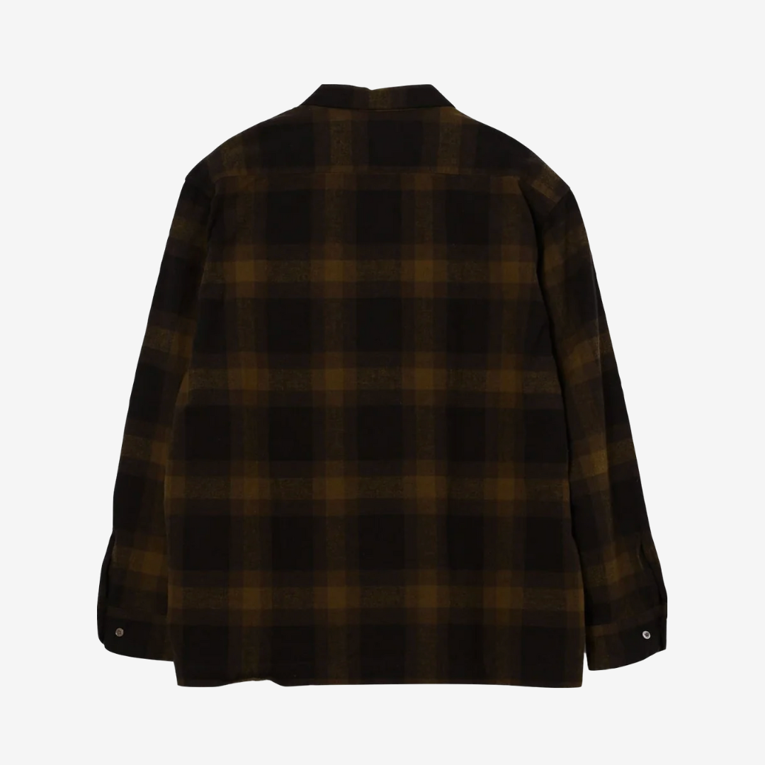VINCENT OMBRE CHECKED SHIRT - MUSTARD/BROWN