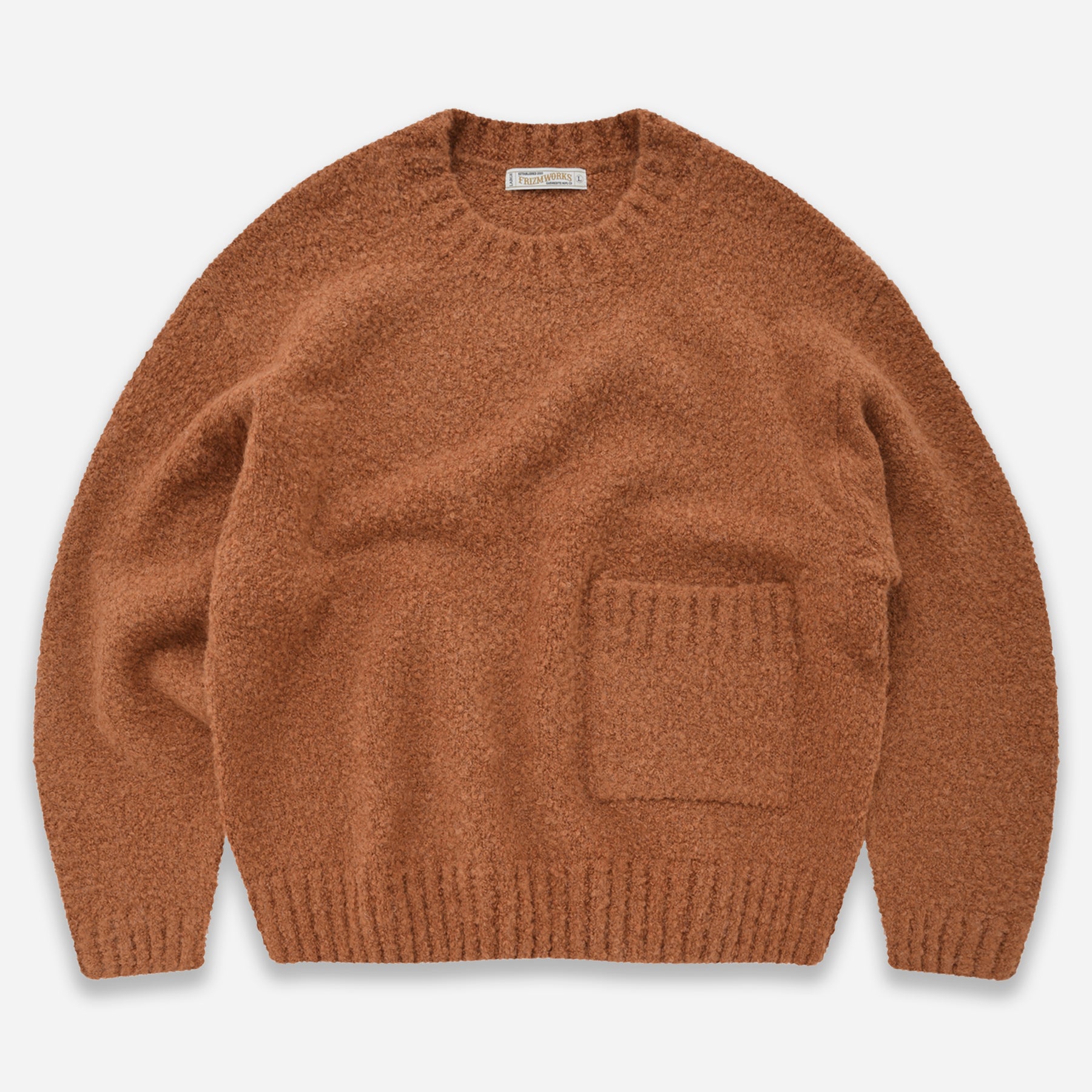 ALPACA BOUCLE OVERSIZED CREW KNIT JUMPER - ORANGE
