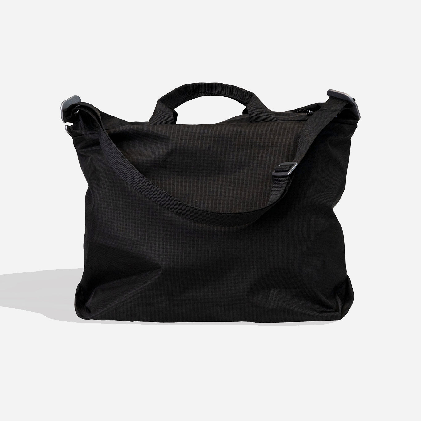 ZIP TOTE NYLON BAG - BLACK HERRINGBONE