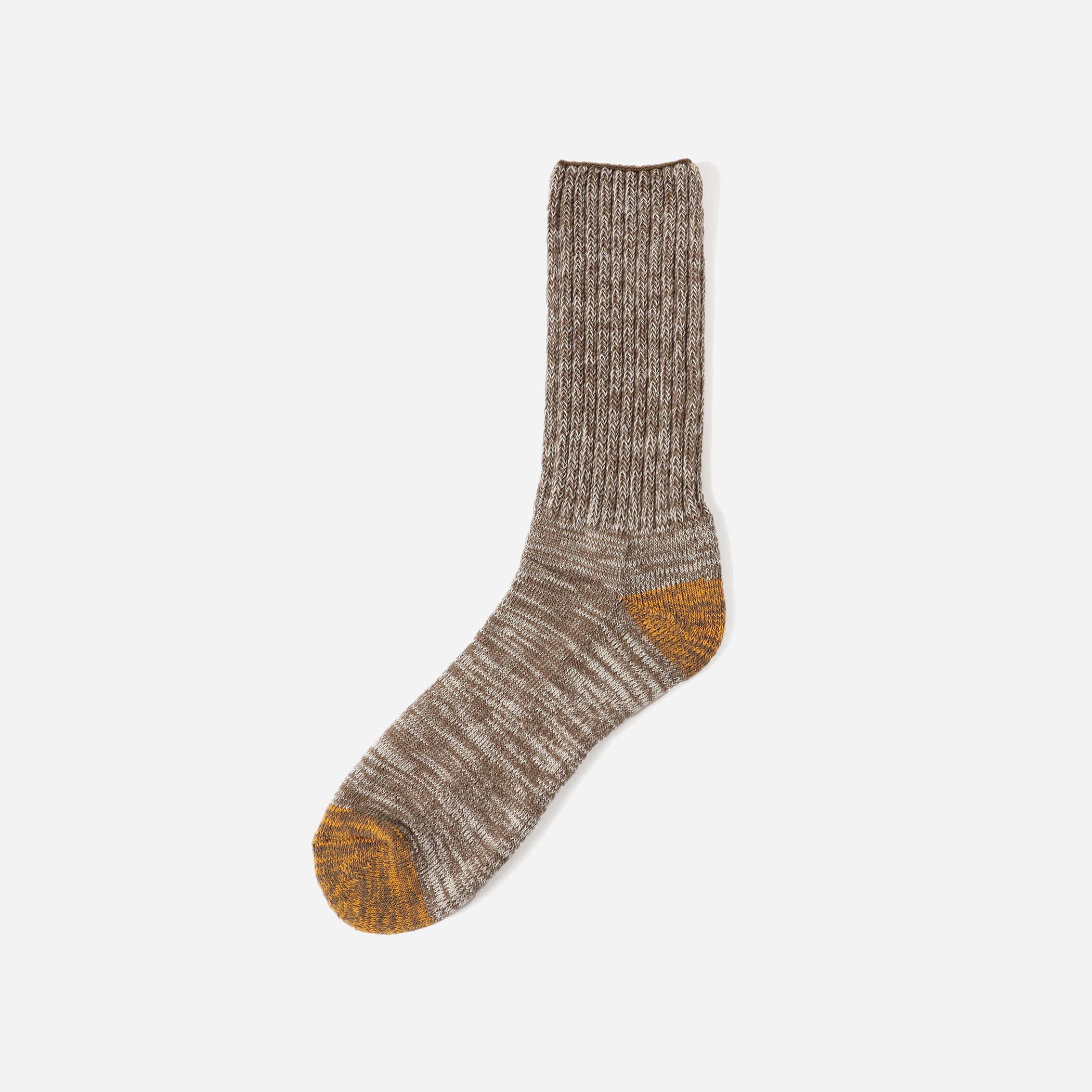 RIBBED CREW SOCKS - BROWN