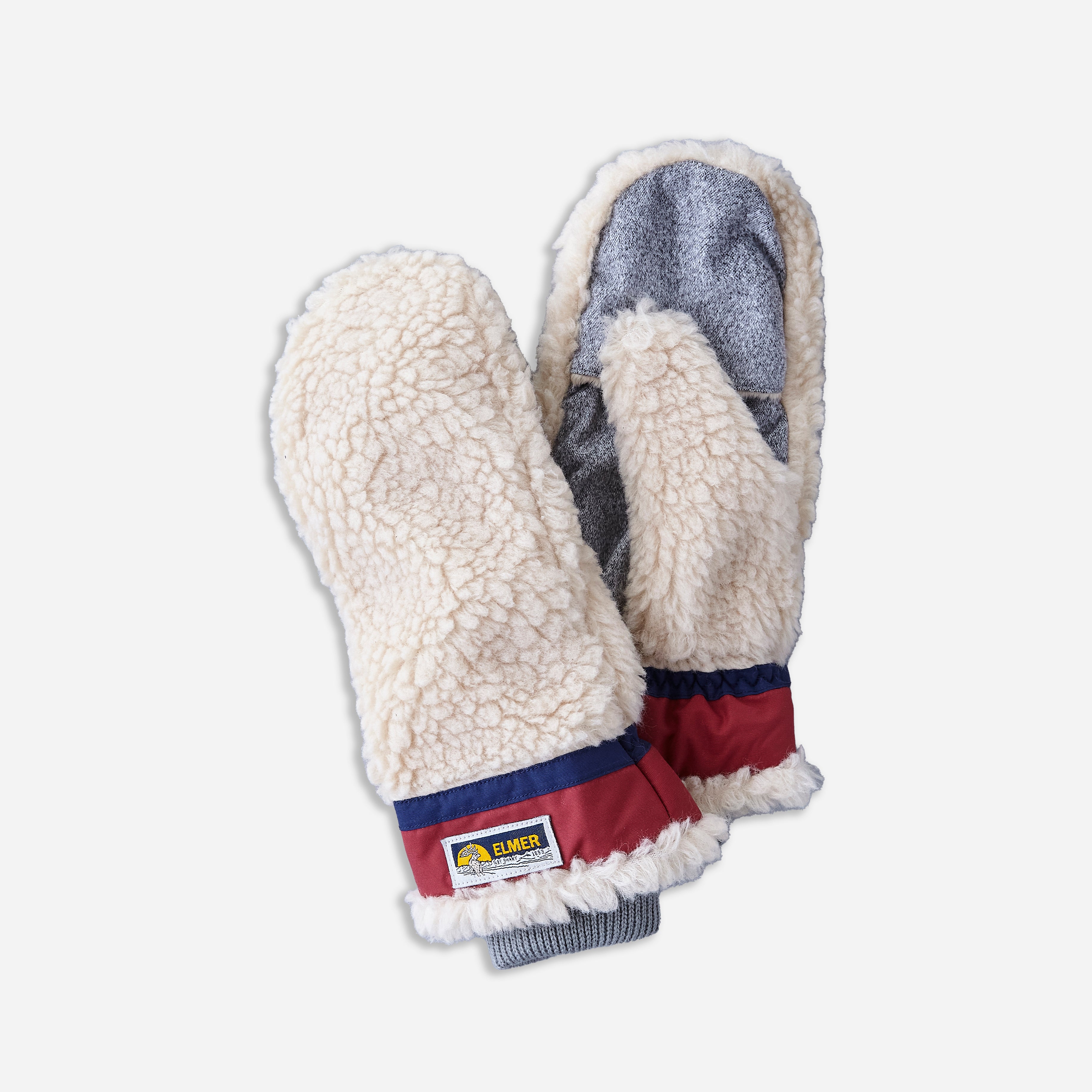 TEDDY MITTENS - BEIGE / WINE