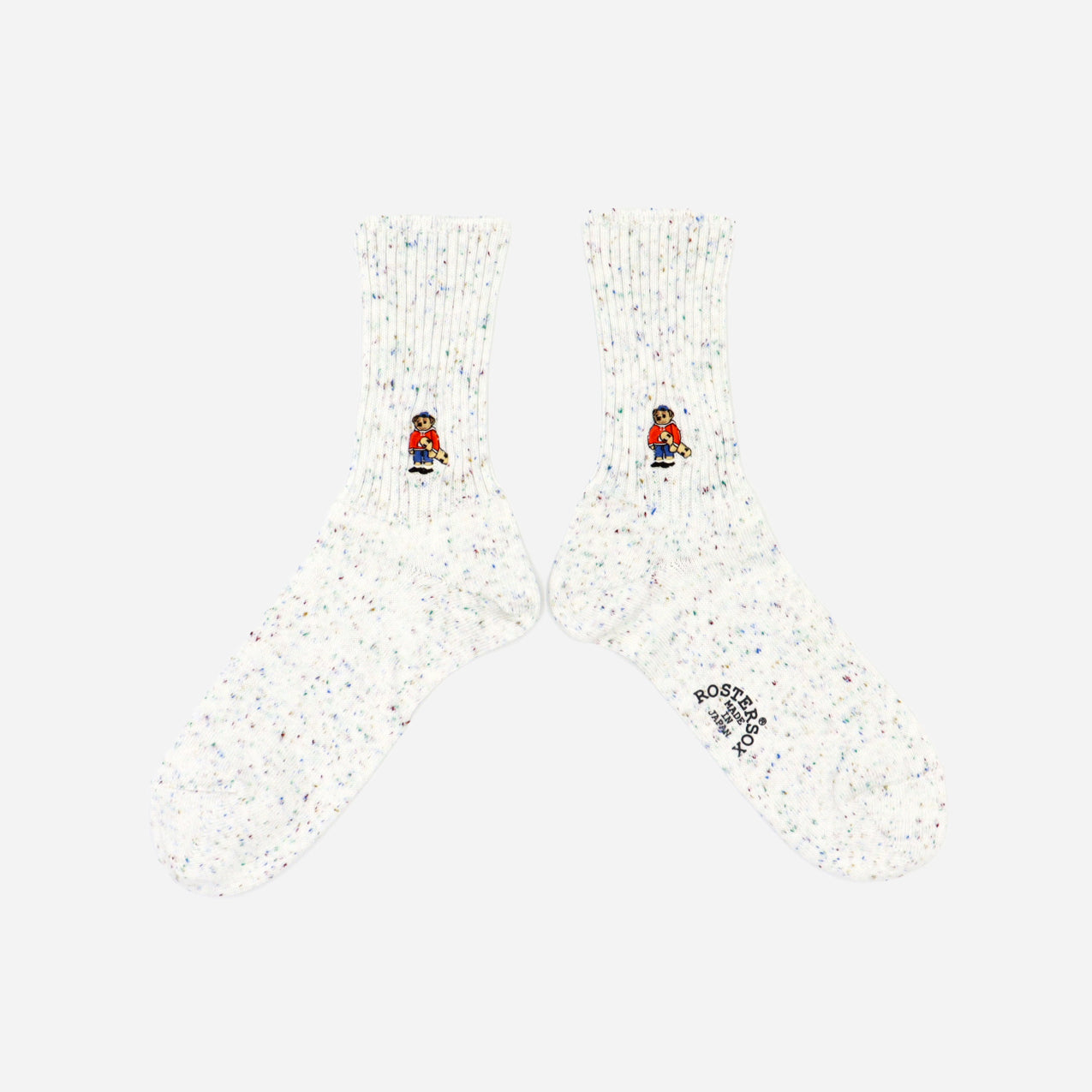 BEAR RIBBED SOCK - WHITE