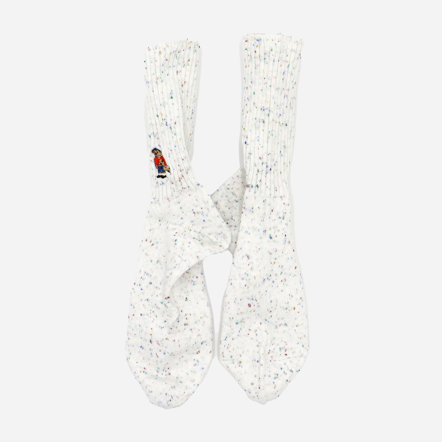 BEAR RIBBED SOCK - WHITE