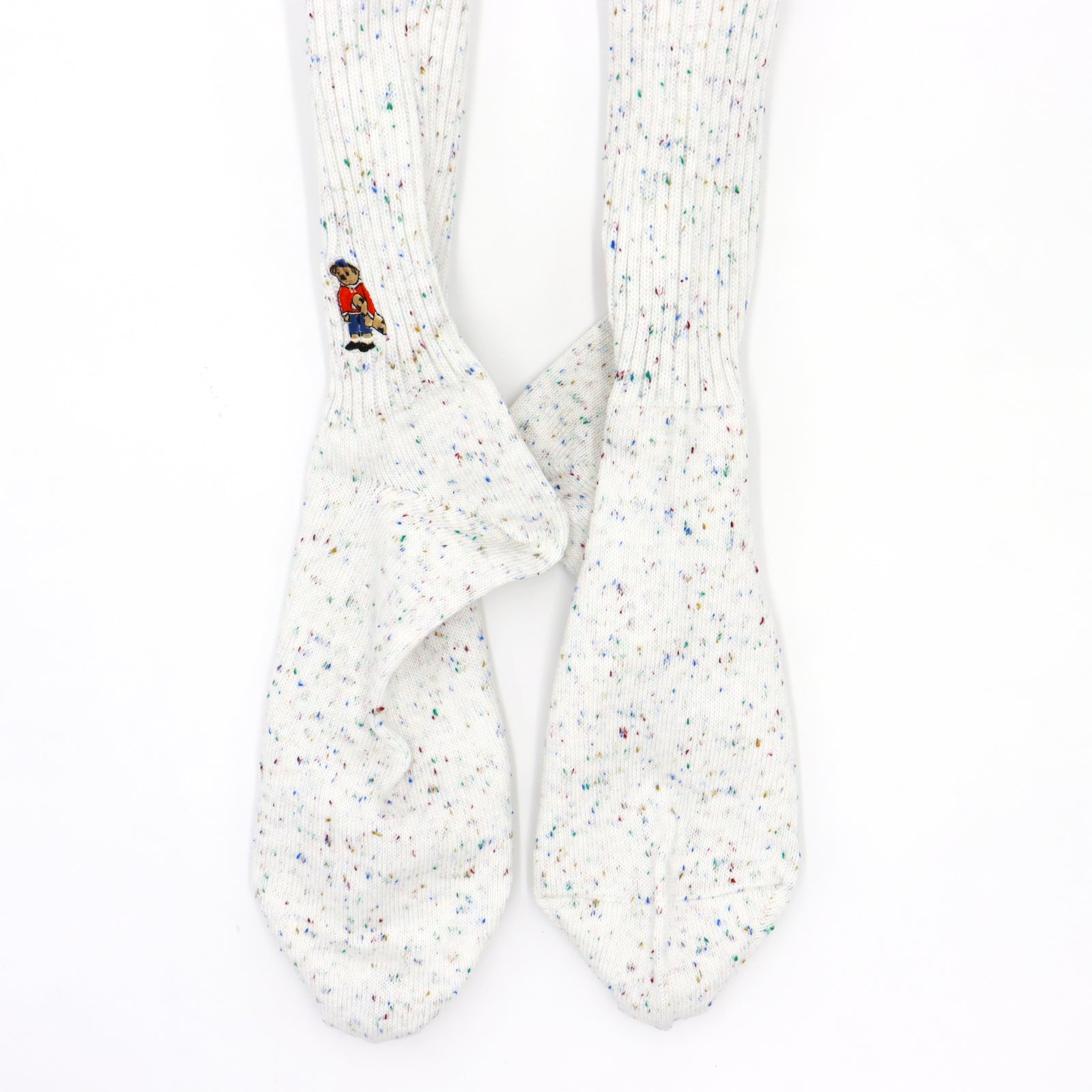 BEAR RIBBED SOCK - WHITE