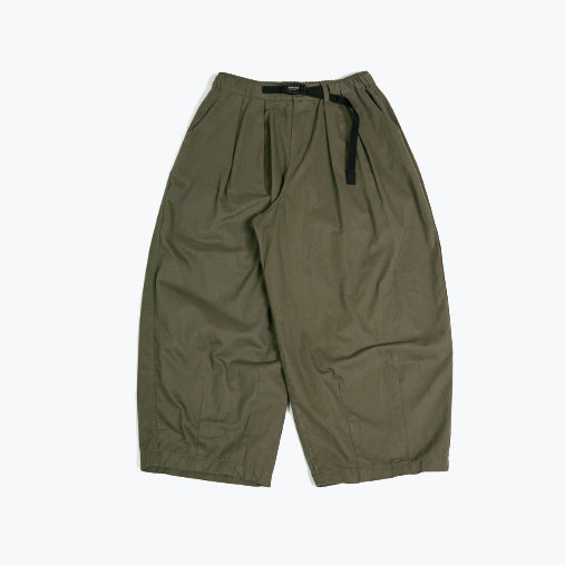 TWILL COTTON BELT BALLOON PANTS COTTON - KHAKI