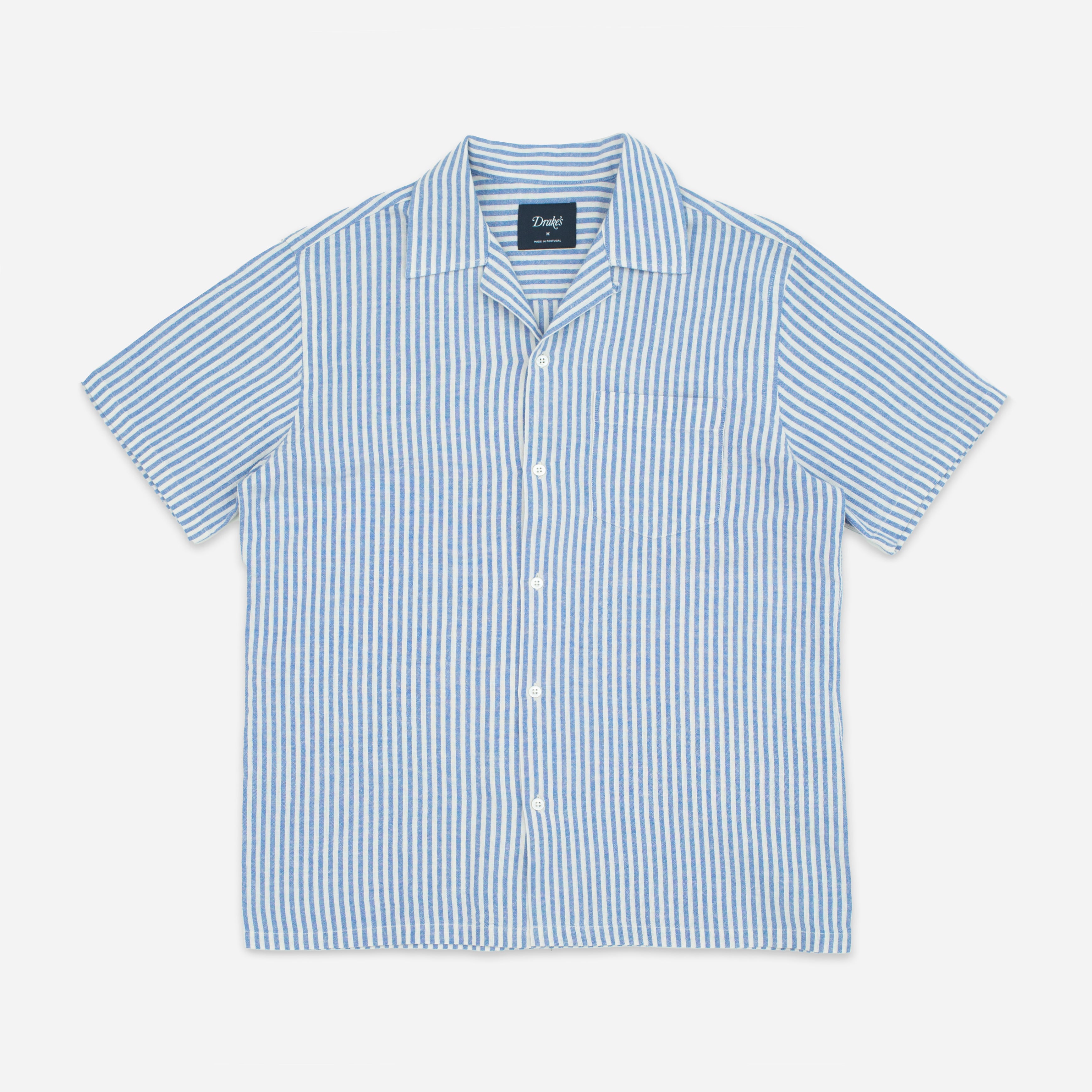 CAMP STRIPE LINEN SHIRT - BLUE/WHITE
