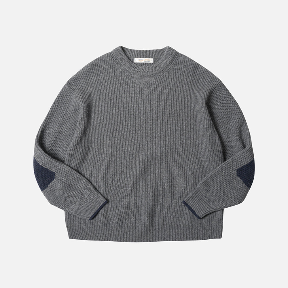 PATCH ROUND PULLOVER KNIT - GREY