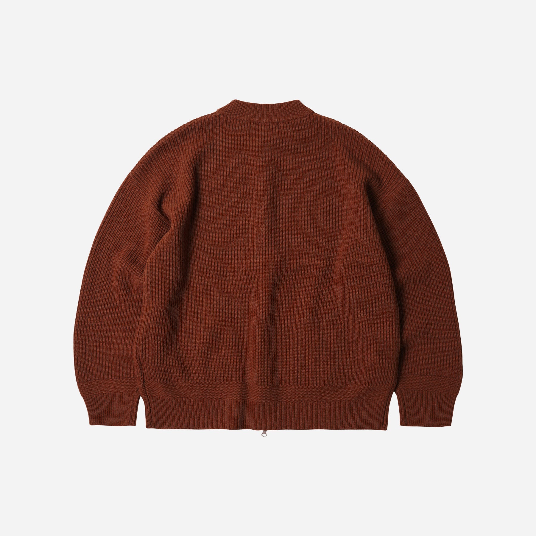WOOL DECK ZIP UP CARDIGAN - BRICK