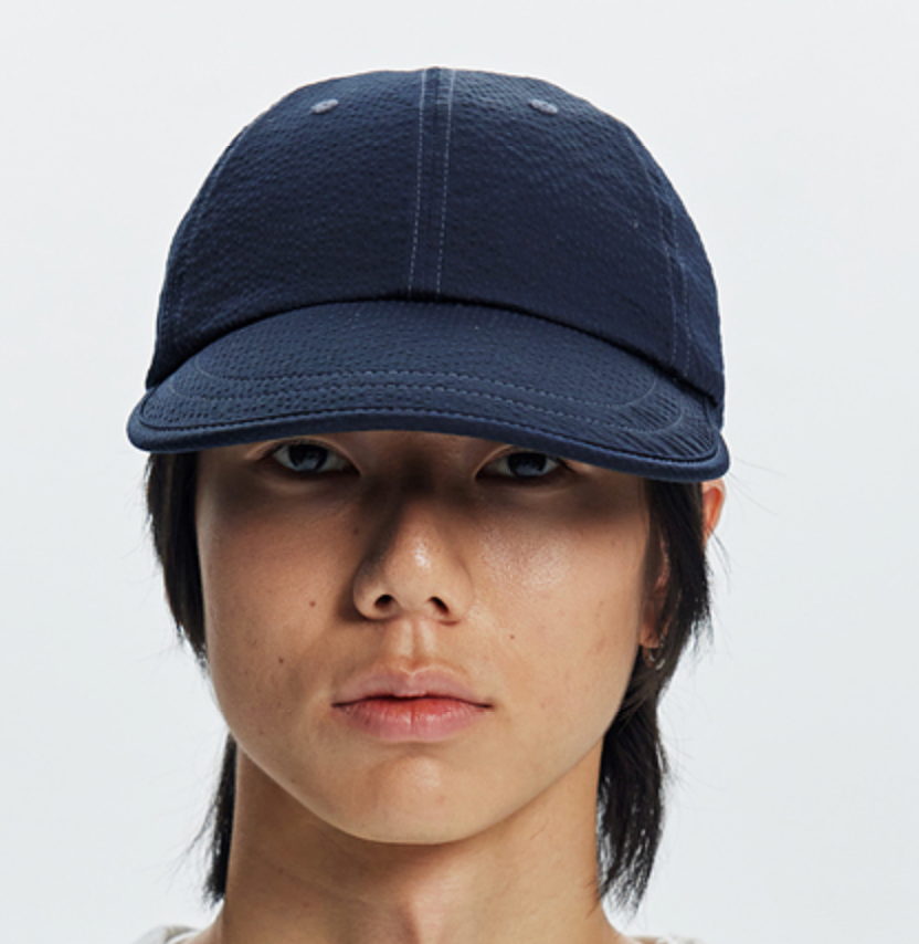 SEERSUCKER FEATHER CAP - NAVY