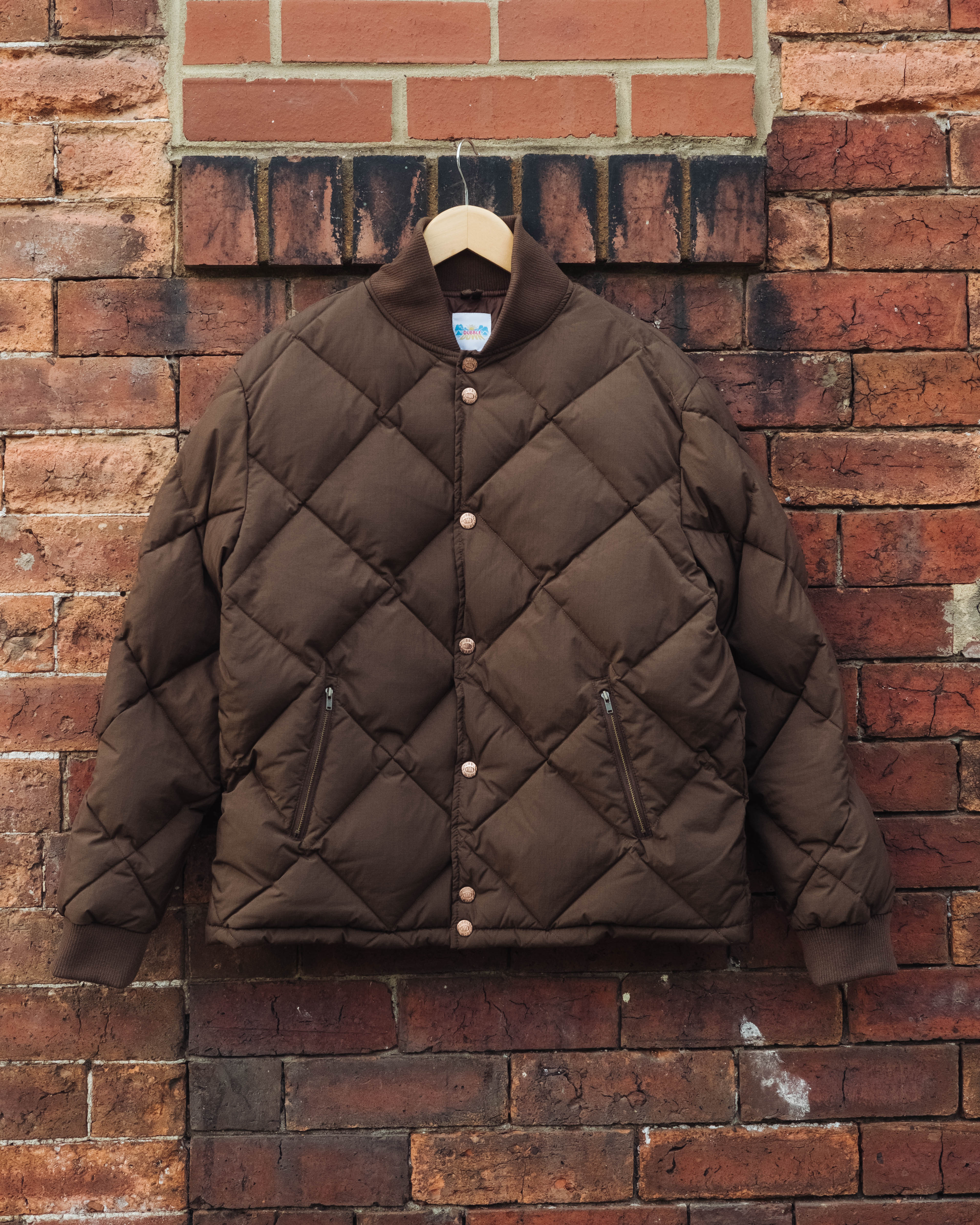 DUBBLE DOWN DIAMOND QUILTED JACKET - CHOCOLATE