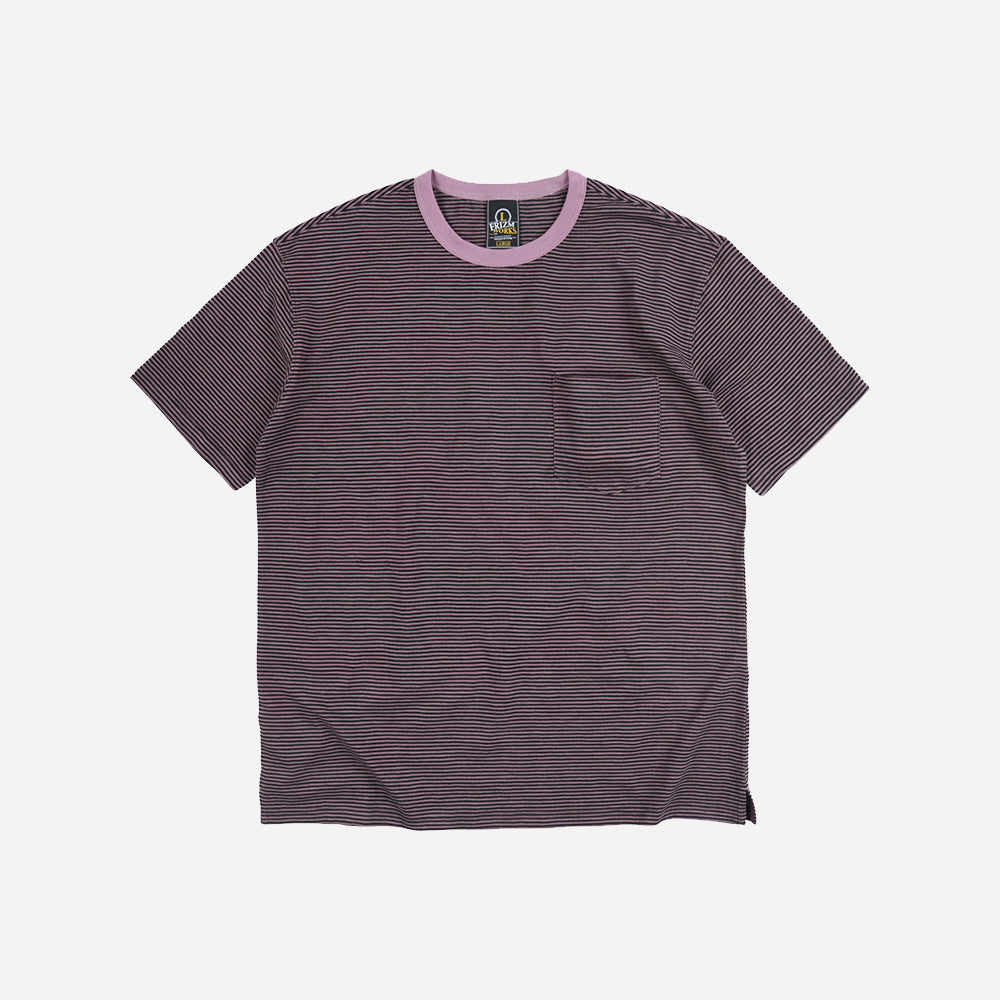THIN STRIPE HALF TEE - RED BEAN