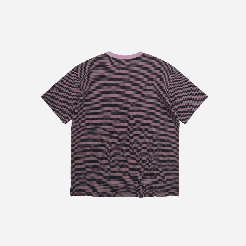 THIN STRIPE HALF TEE - RED BEAN