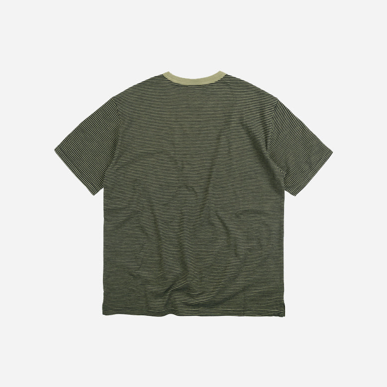 THIN STRIPE HALF TEE - OLIVE