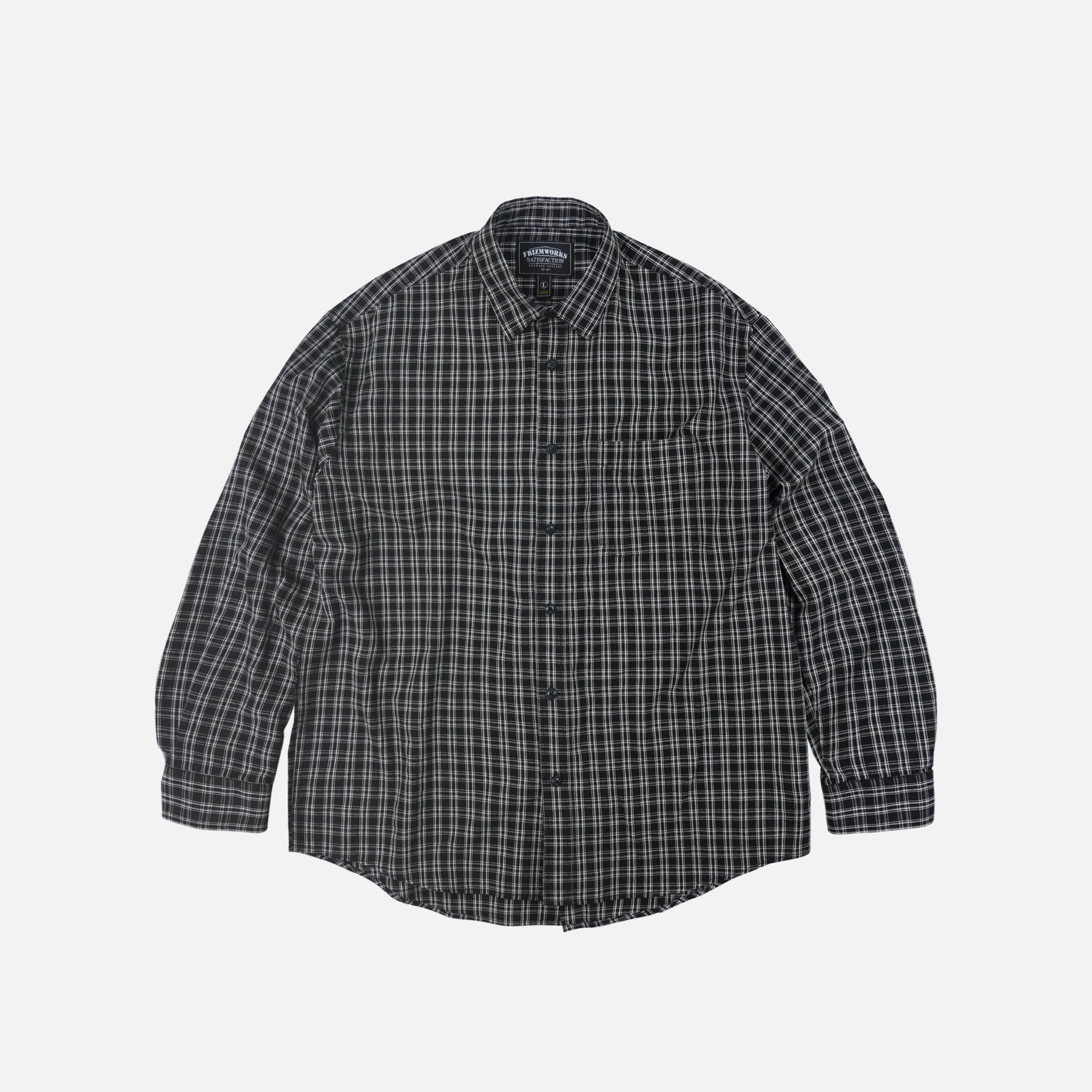 SEERSUCKER CHECKED SHIRT - BLACK
