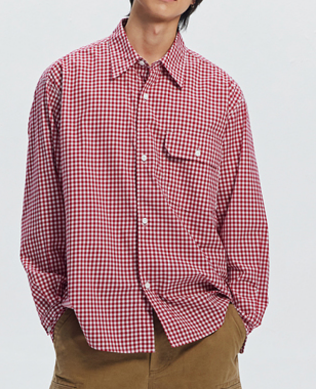 EASE GINGHAM CHECK SHIRT - RED