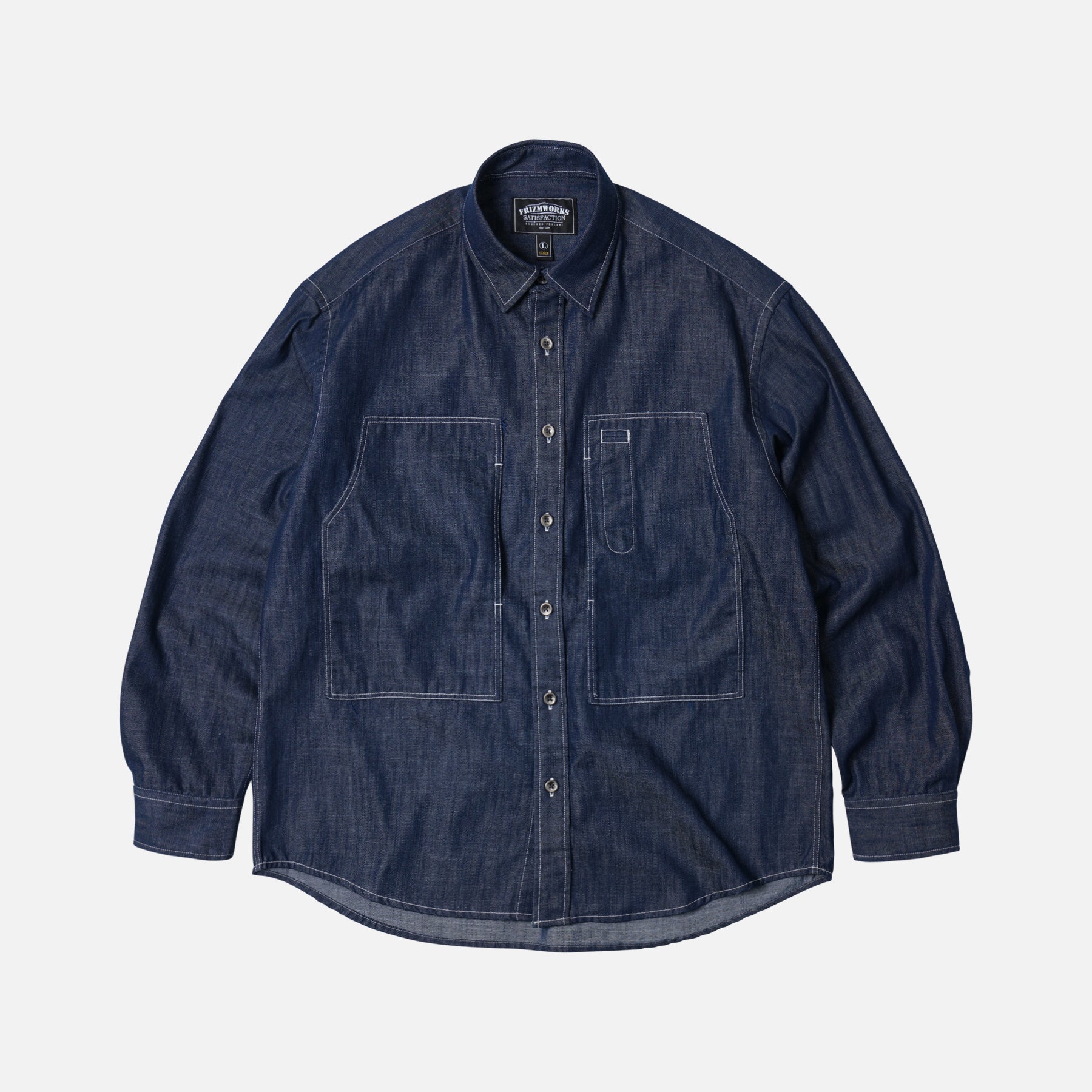 DENIM CARPENTER POCKET WORK SHIRT - INDIGO STRIPE