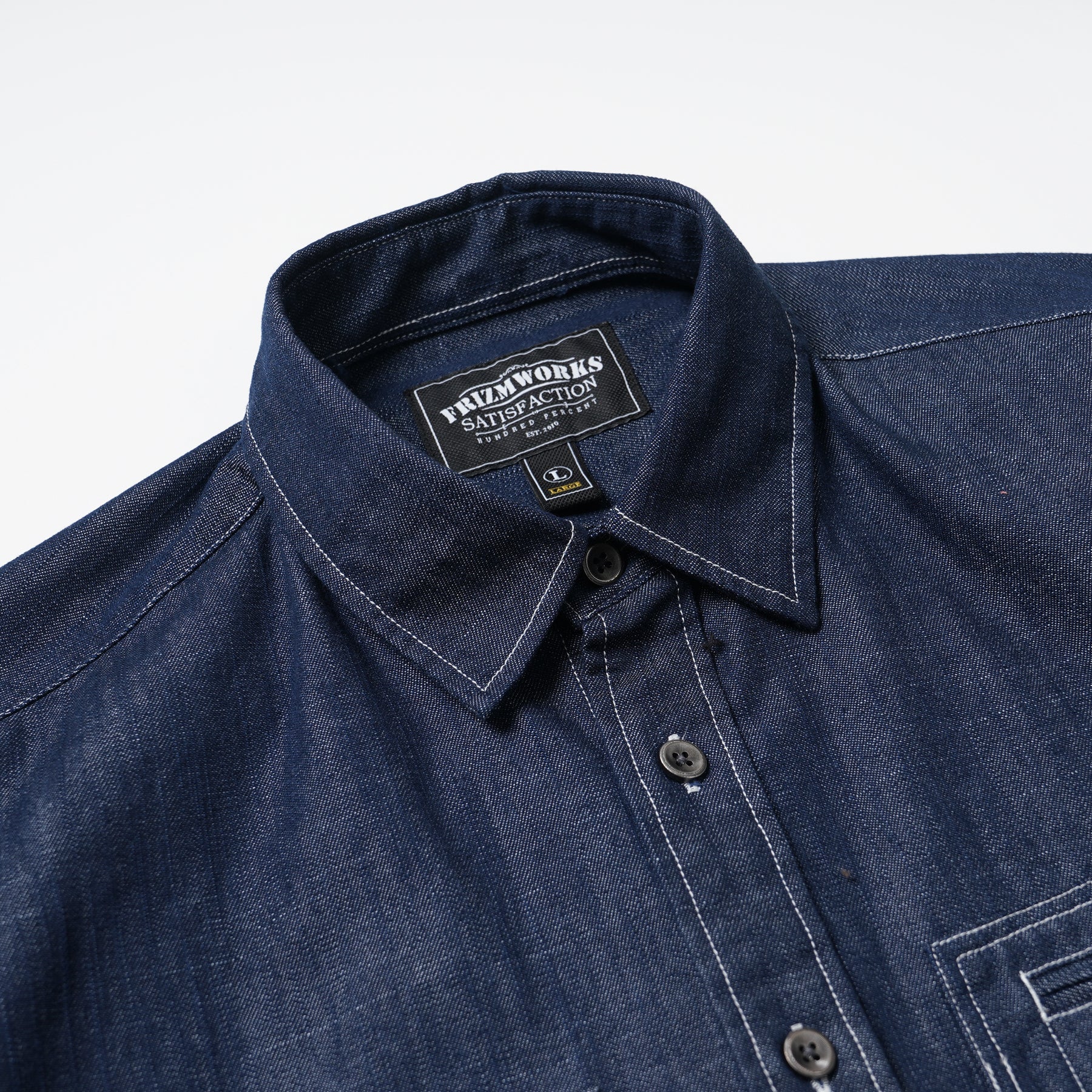 DENIM CARPENTER POCKET WORK SHIRT - INDIGO STRIPE