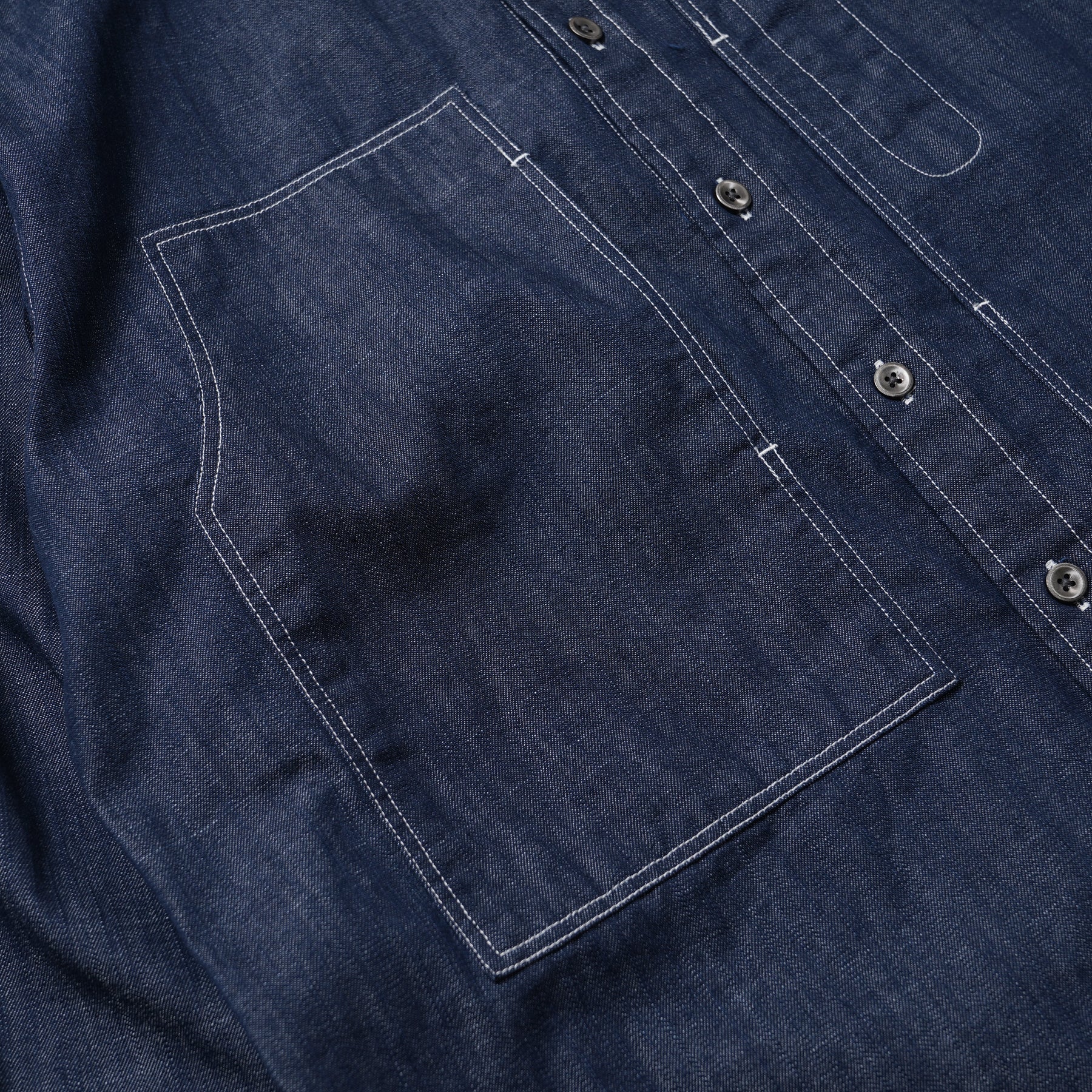 DENIM CARPENTER POCKET WORK SHIRT - INDIGO STRIPE