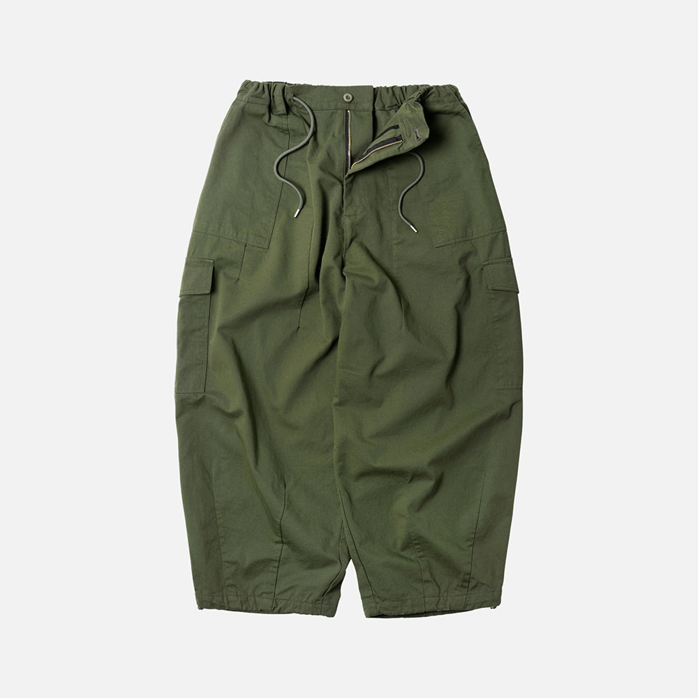 TWILL CARGO BALLOON PANTS - OLIVE