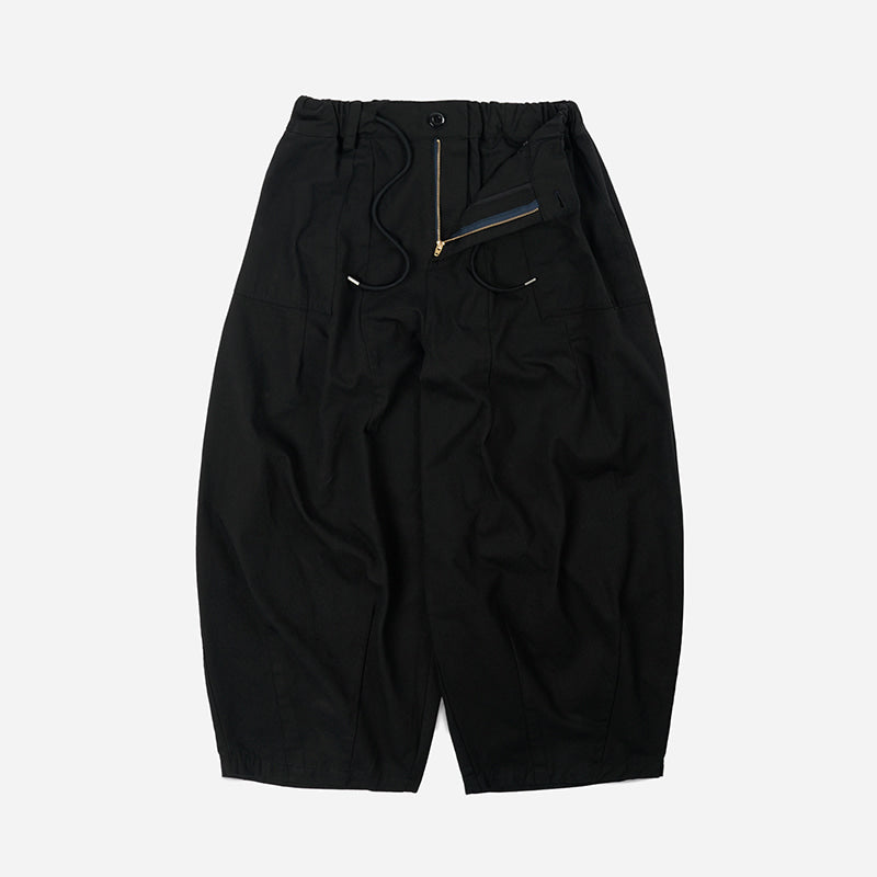TWILL BALLOON PANTS - BLACK