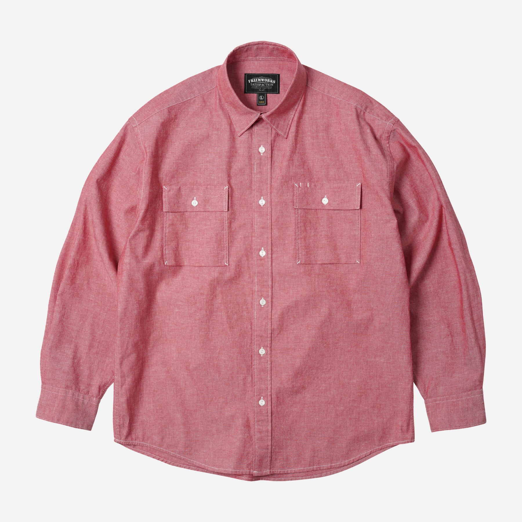 CIGARETTE POCKET CHAMBRAY SHIRT - RED