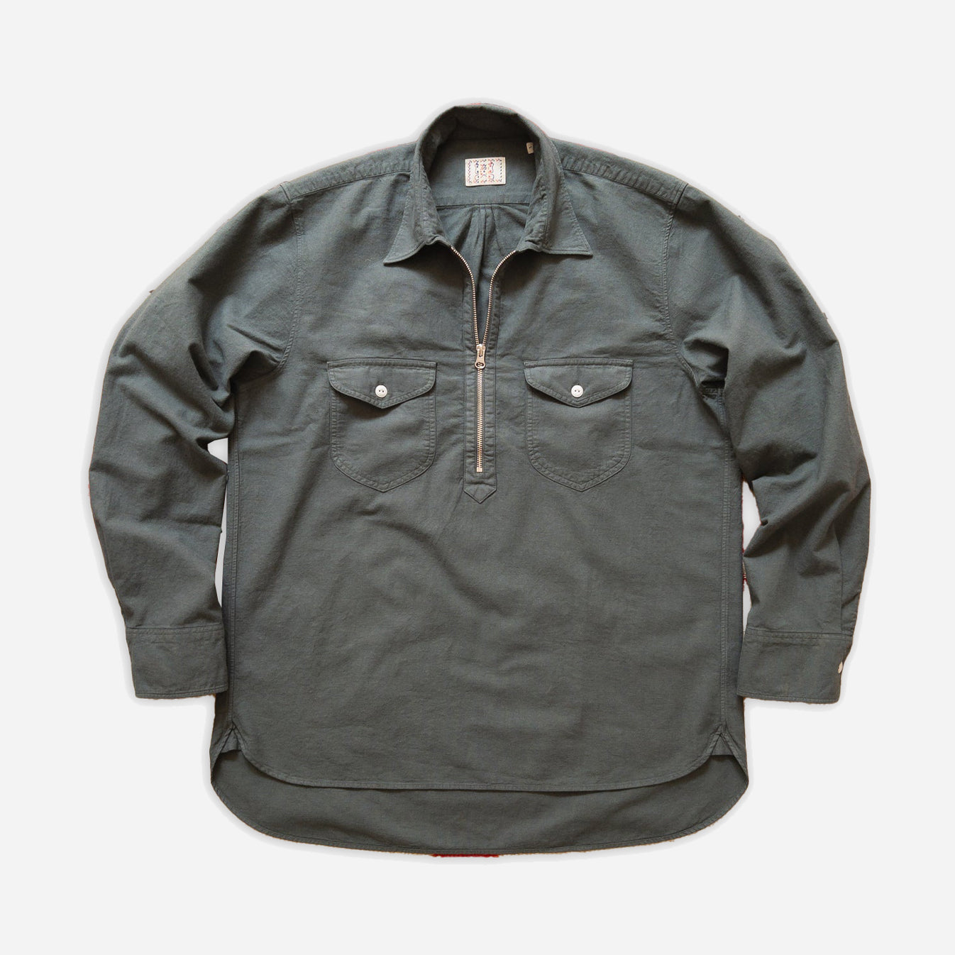 AERTEX HALF ZIP SHIRT - FADED BLACK