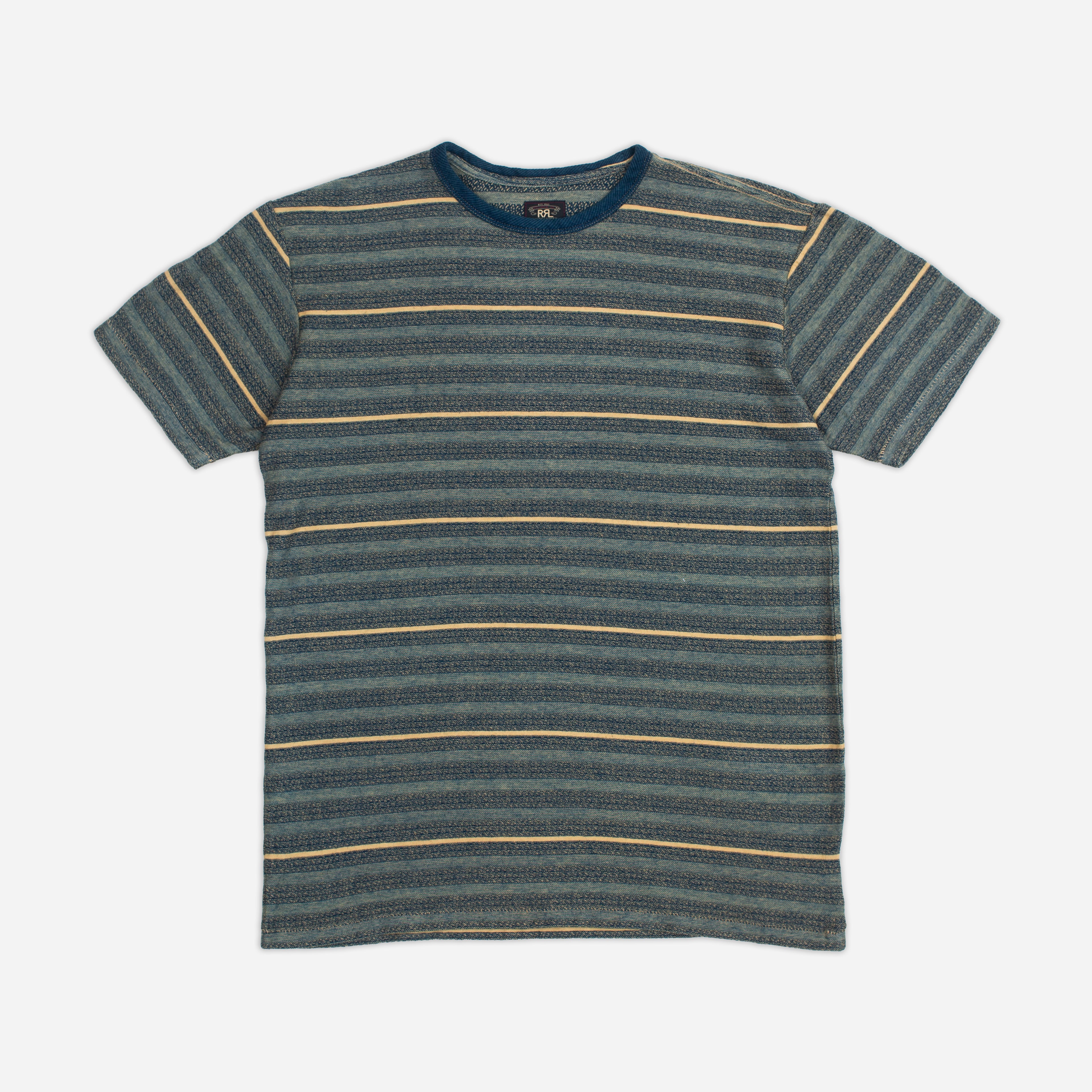 HARVEY ENGINEERED STRIPE T-SHIRT -NAVY/BLUE-WHITE