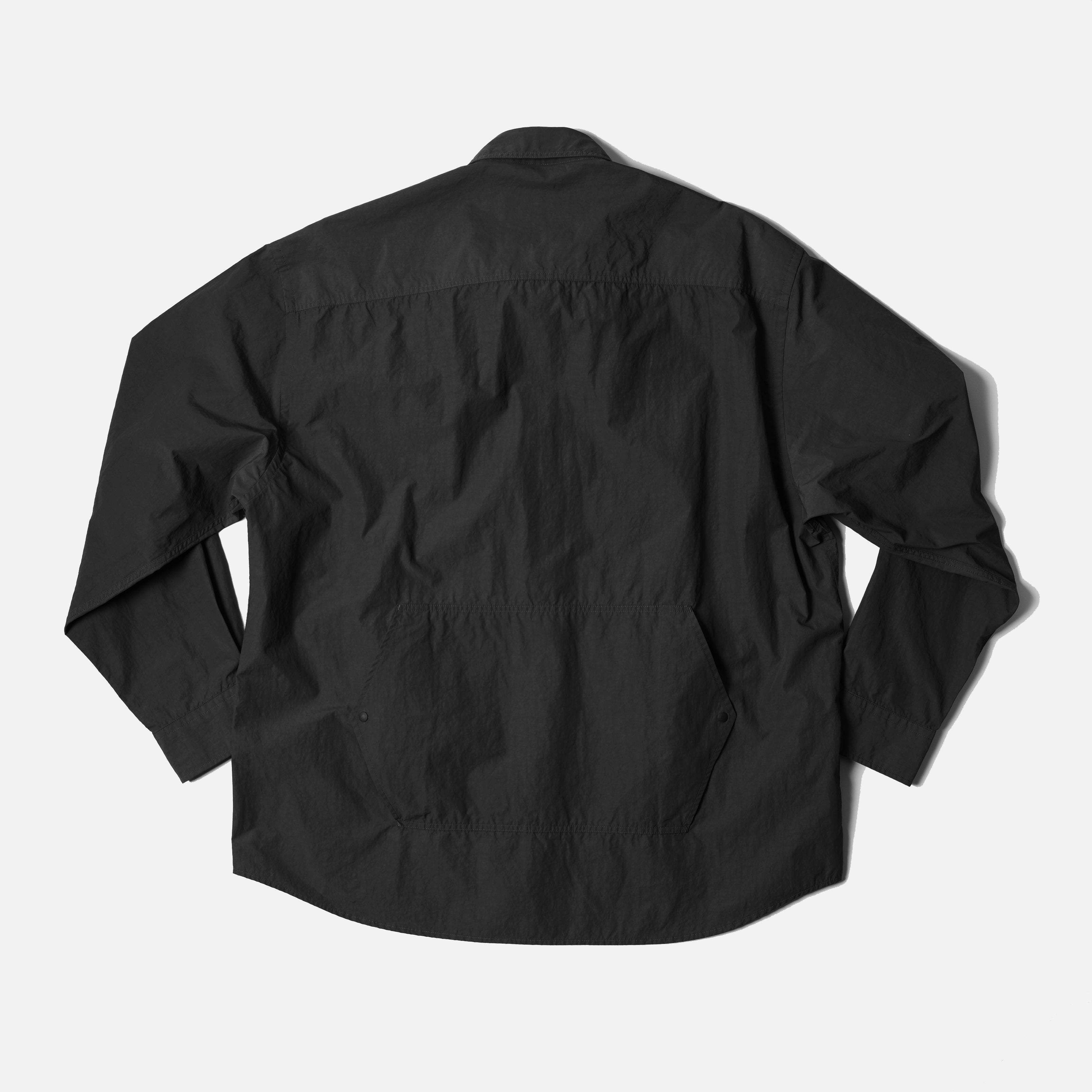 NYLON UTILITY POCKET OVERSHIRT - BLACK