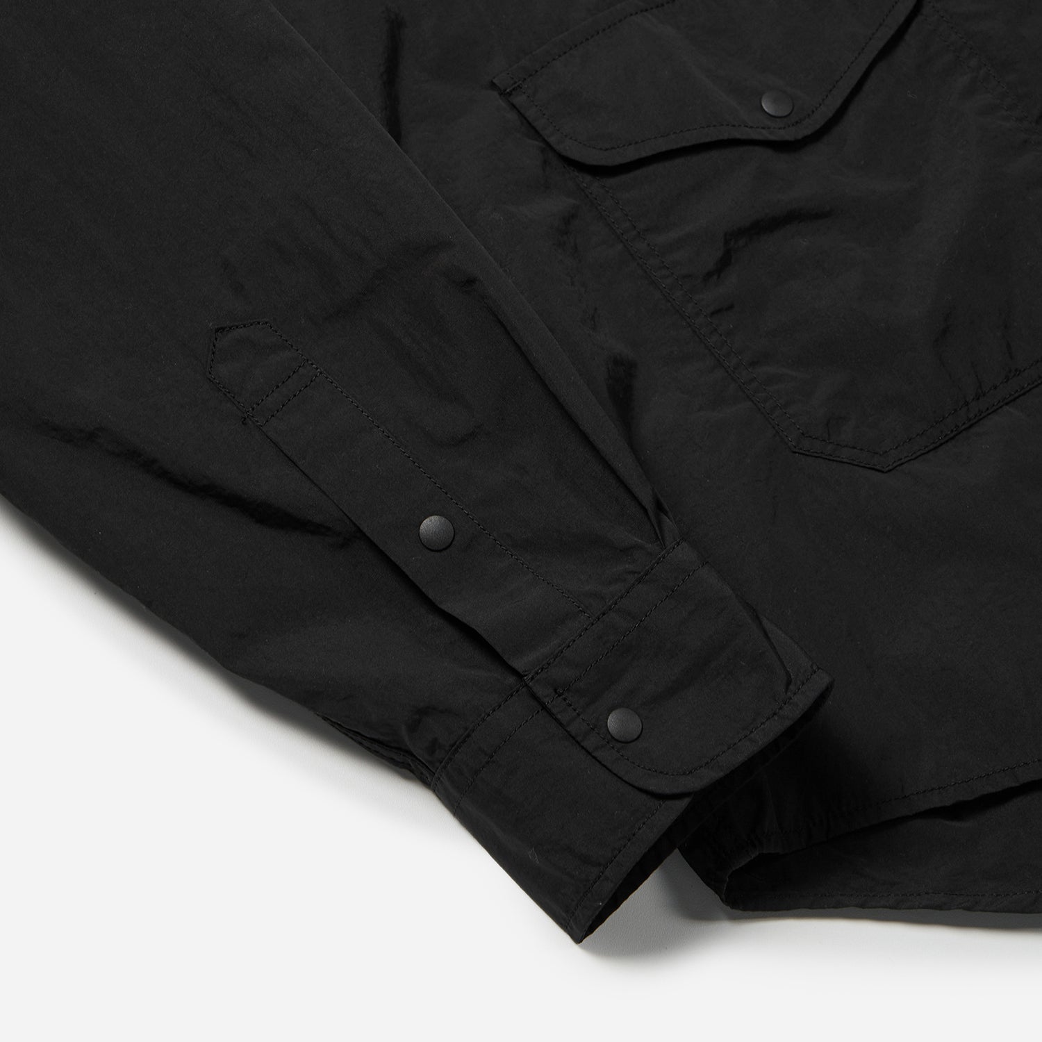 NYLON UTILITY POCKET OVERSHIRT - BLACK