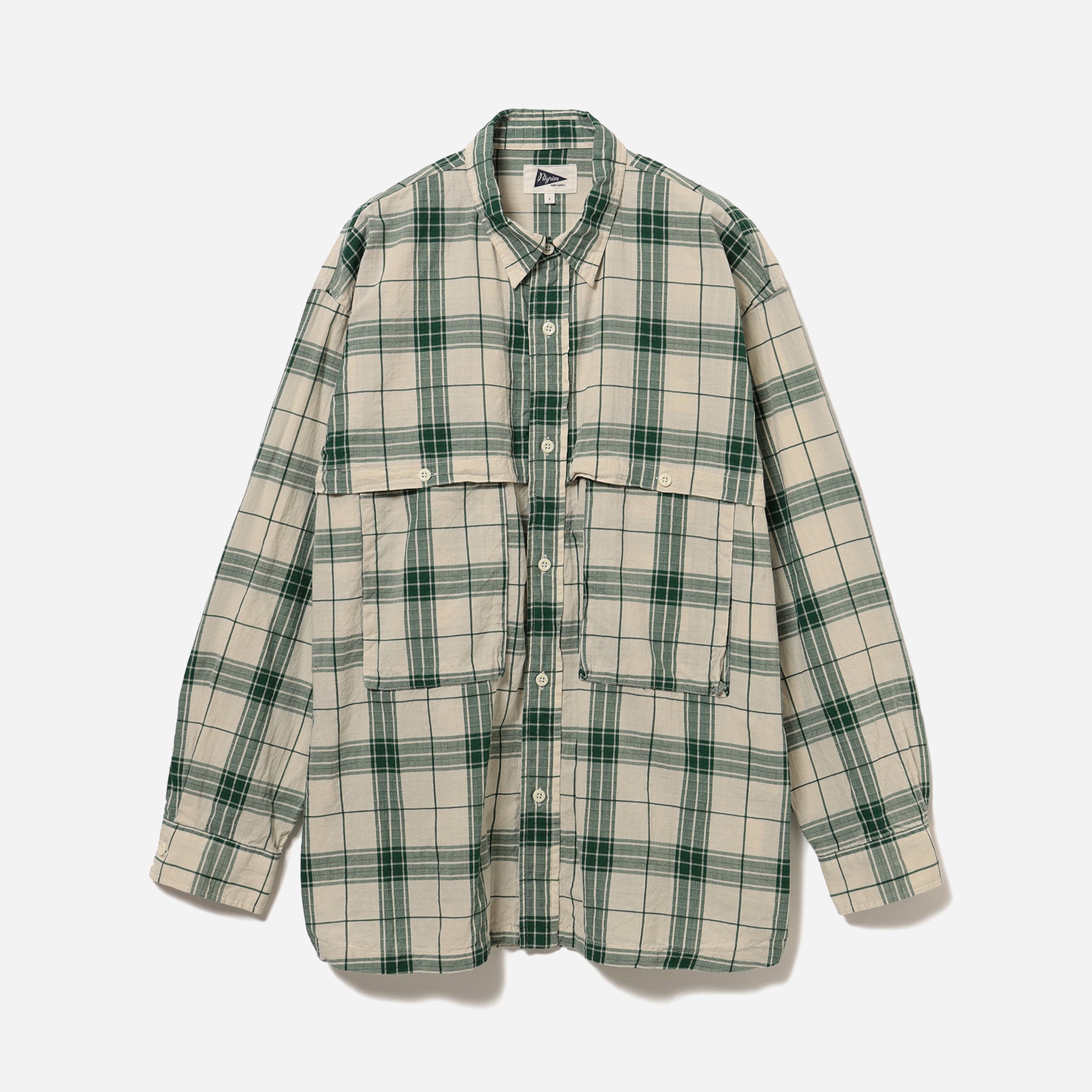 ALBERT PLAID FIELD SHIRT - ECRU/GREEN