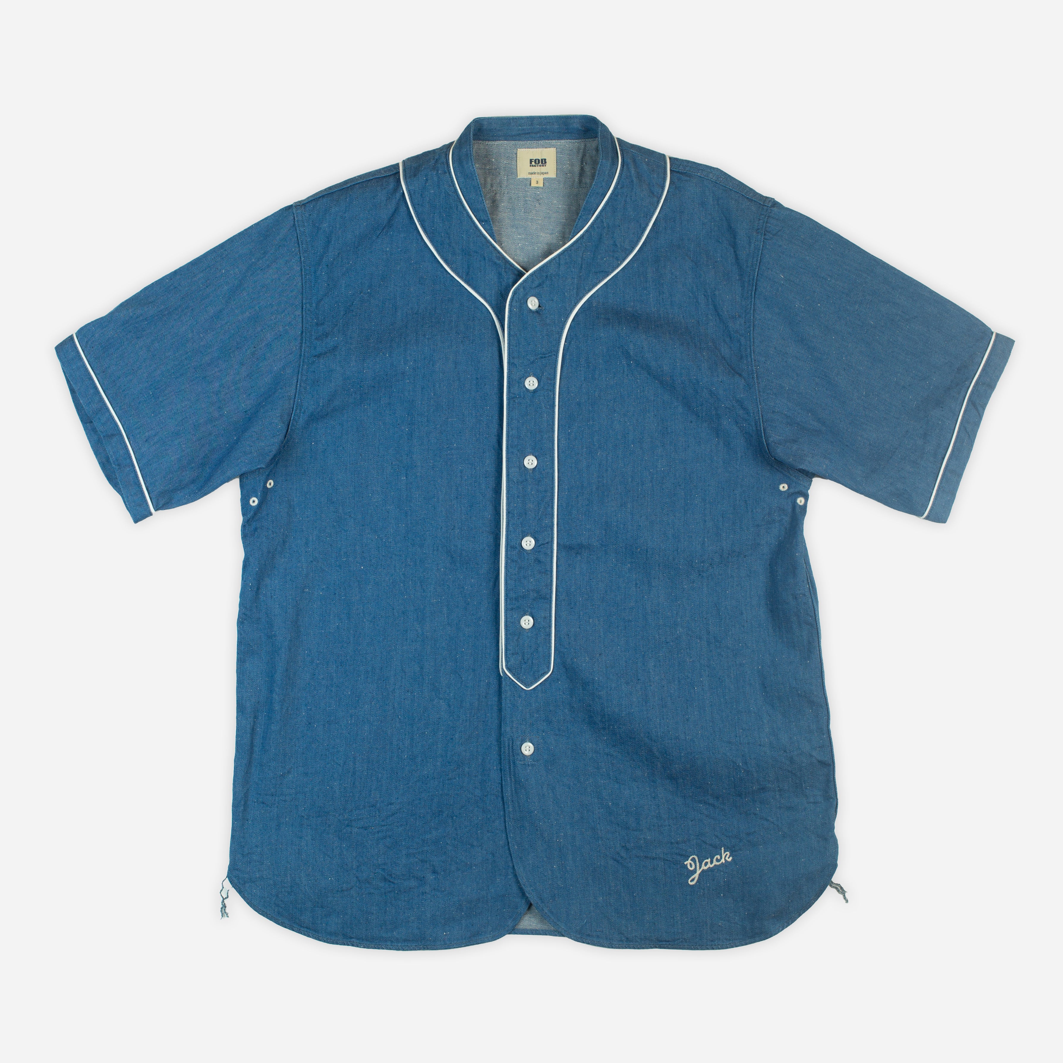 NATURAL COTTON BASEBALL SHIRT - NAVY/WHITE