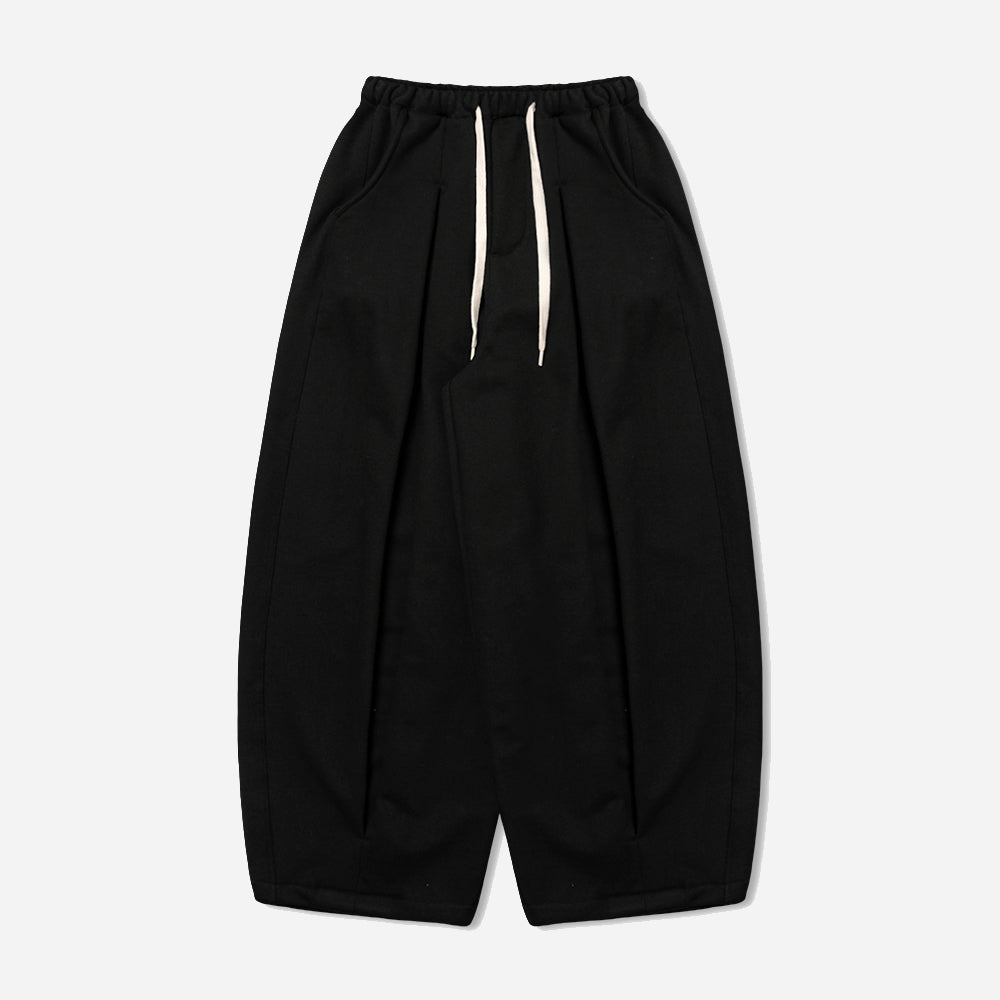 VALLEY TUCK SWEAT BALLOON PANT - BLACK