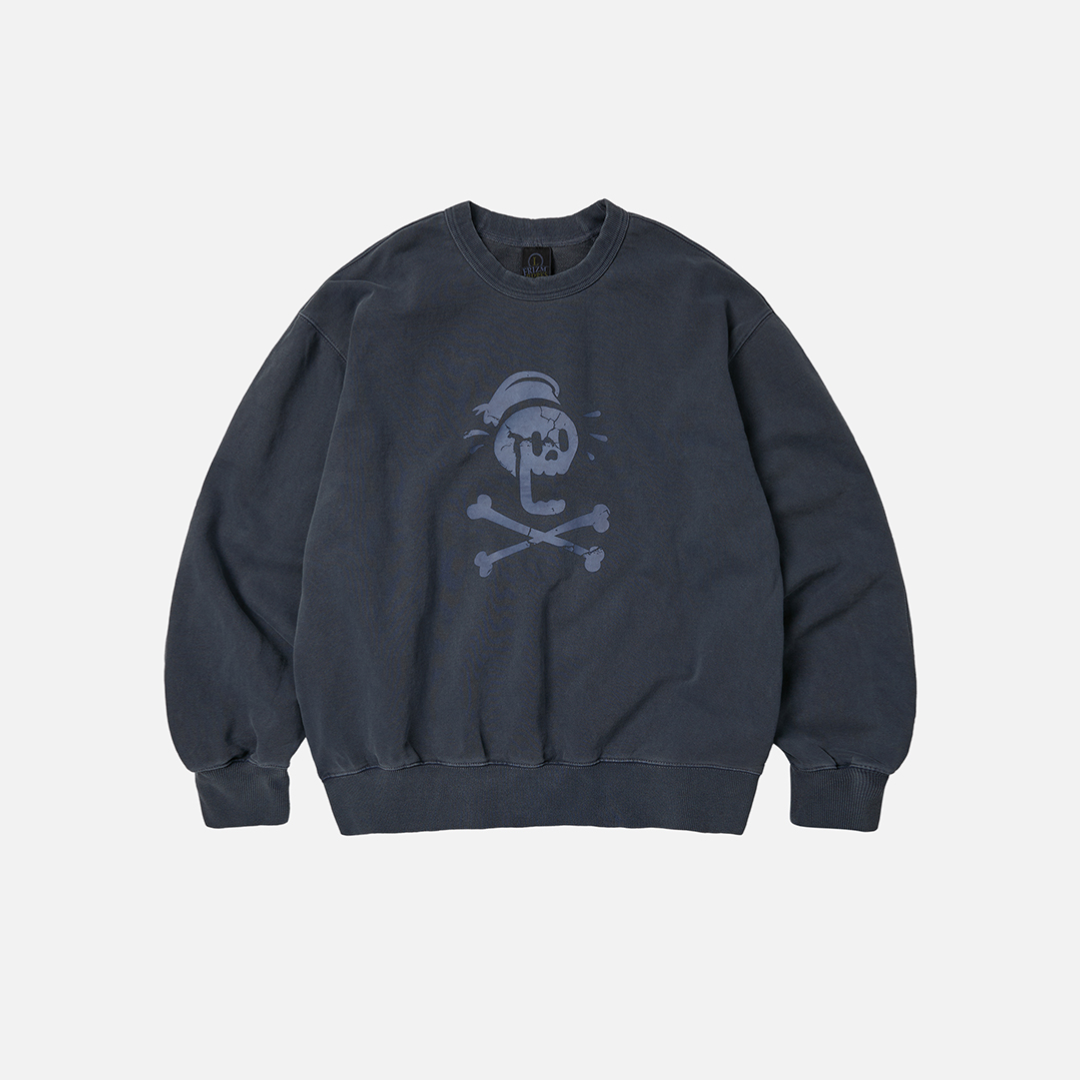 BLACK FLAG PIGMENT DYEING SWEATSHIRT - NAVY