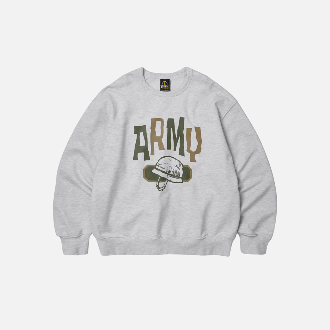 ARMY HELMET SWEATSHIRT - WHITE MELANGE