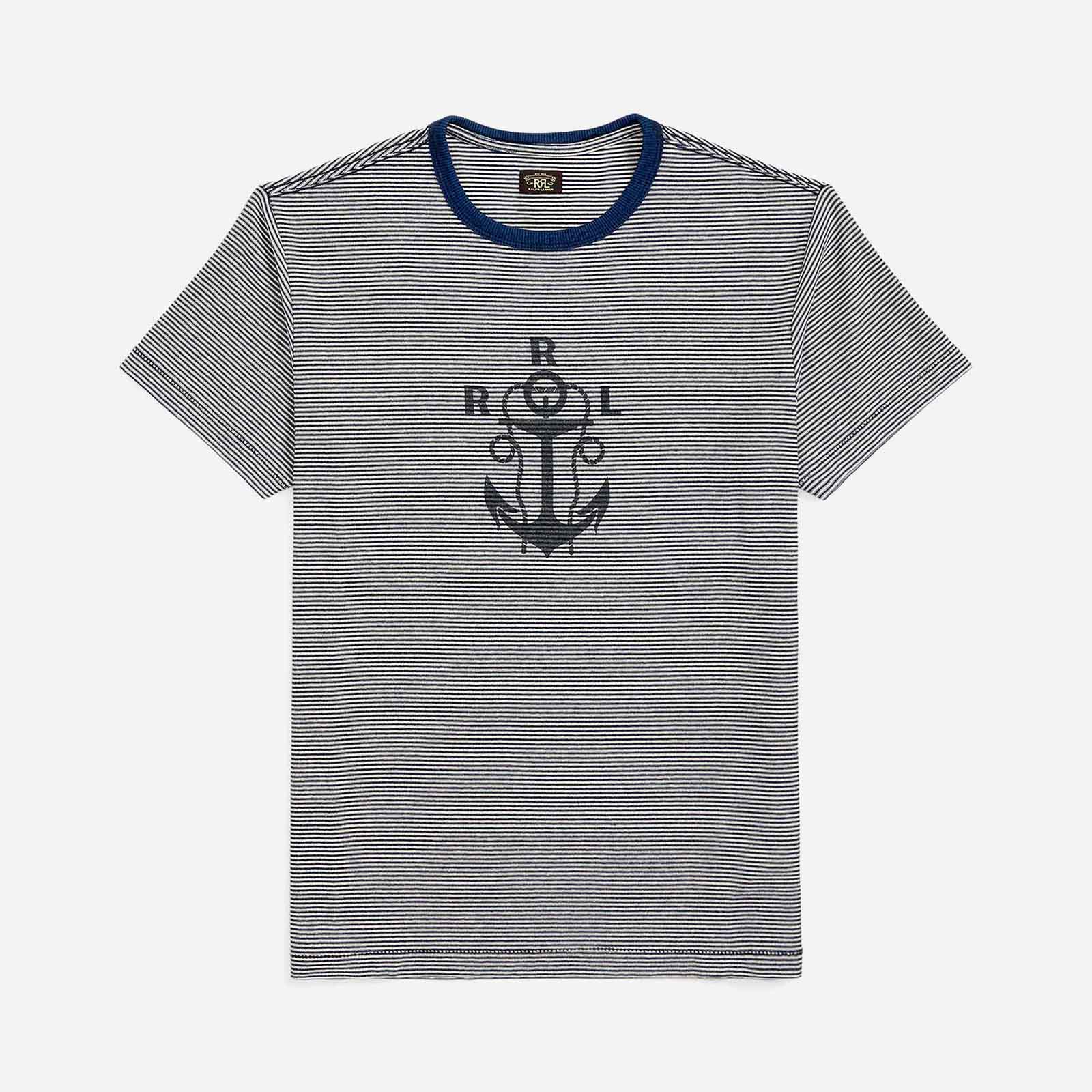 ANCHOR STRIPE T-SHIRT - NAVY/WHITE