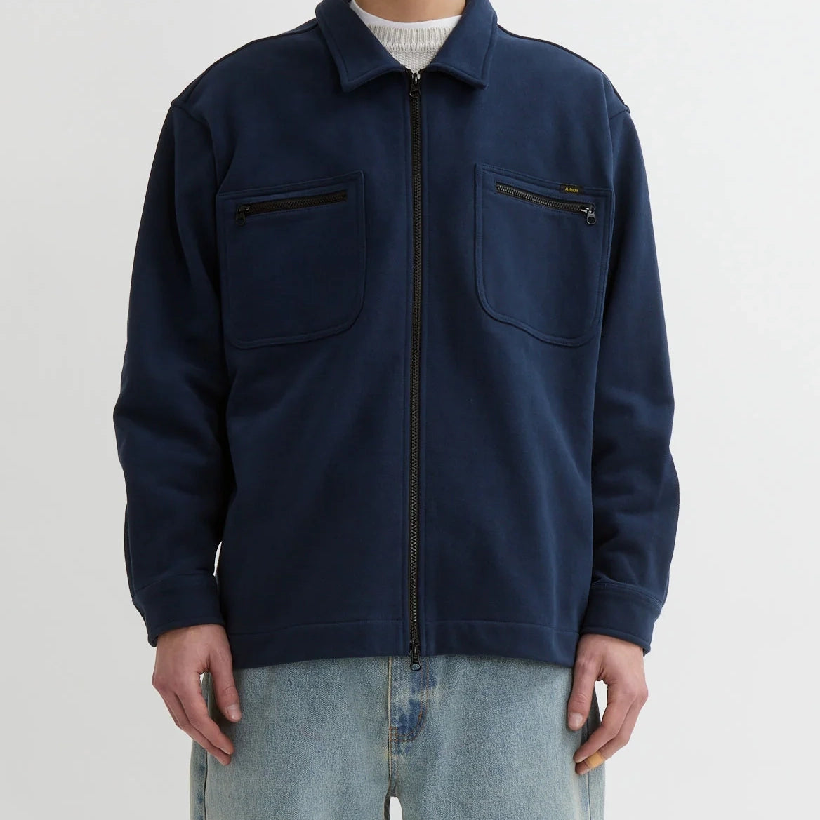 FLEECE ZIP OVERSHIRT - NAVY